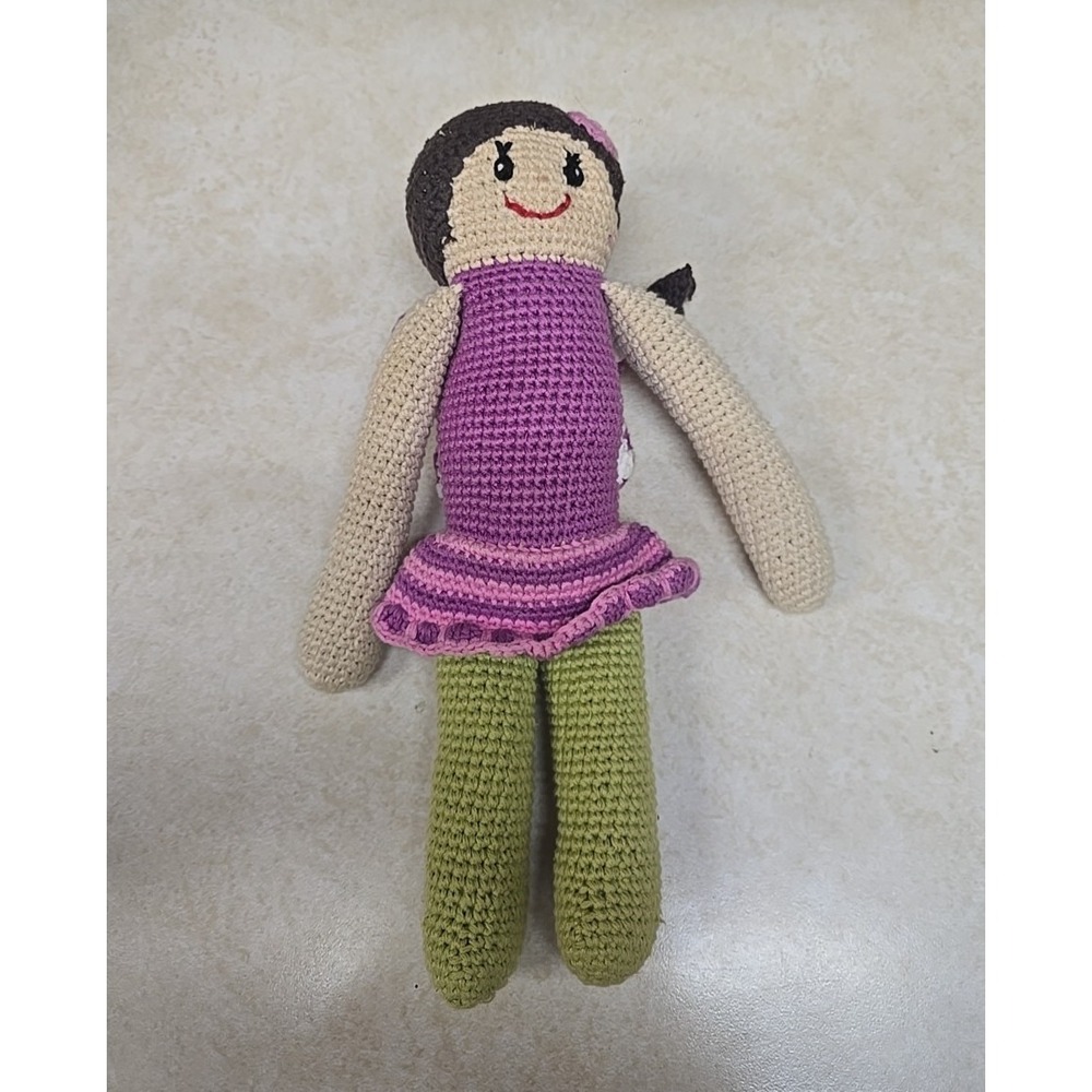 Pebble Handmade Artistic Crochet Girl Cute Adorable Plush Stuffed Toy Doll 12"